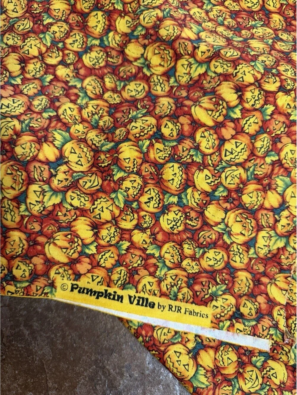 Pumpkin Ville By RJR Fabrics Halloween Pumpkin Pre Washed Cotton Fabric 1.5 Yd